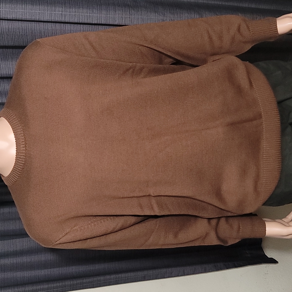 Cellinni Collezione Coffee Long Sleeve Crew Pullover Acrylic Knit Sweater